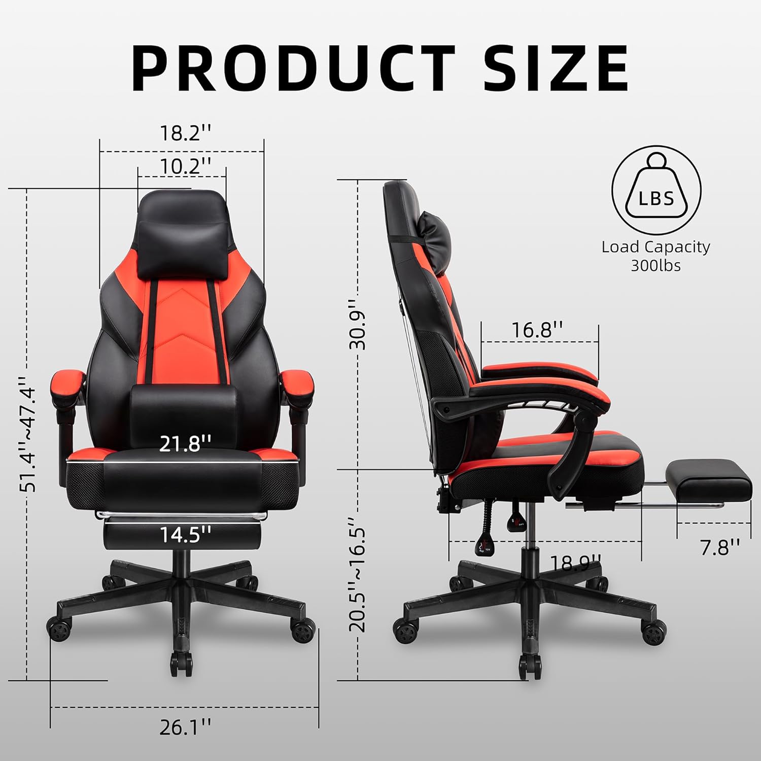 Gaming Chair with Footrest, Ma - đánh giá và giá Massage