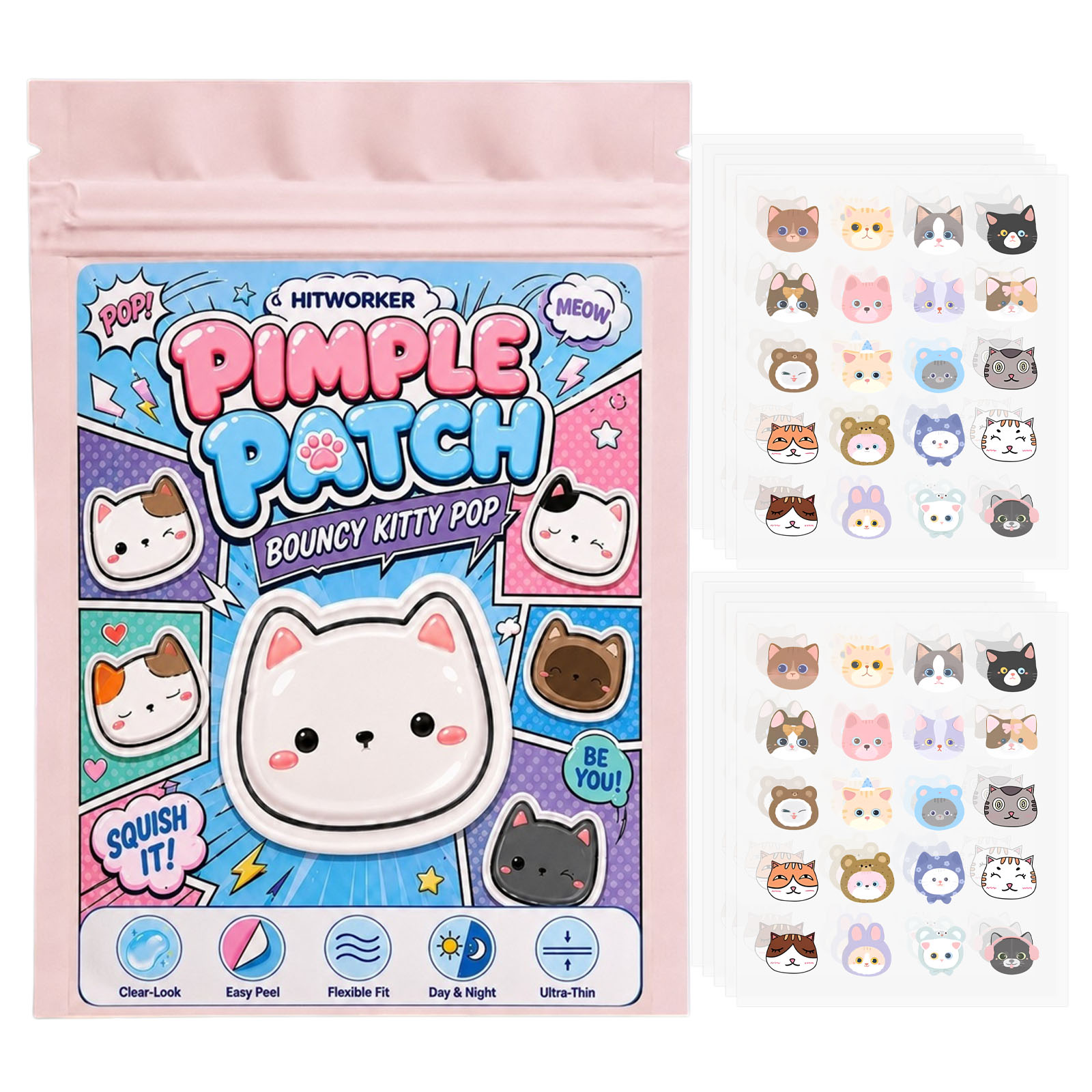 100pcs Cute Cat Pimple Patches - đánh giá và giá Hydrocolloid Pimple Patch