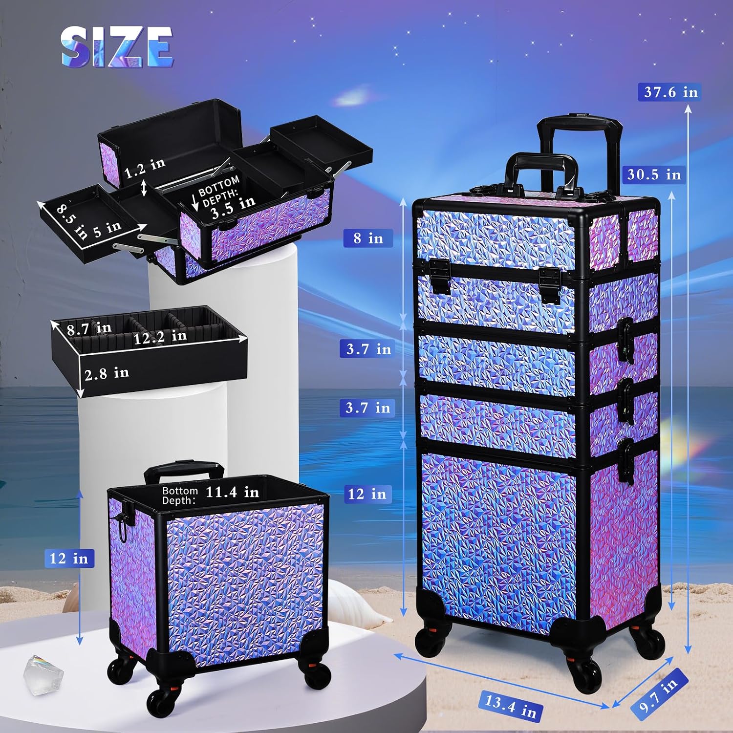 Rolling Makeup Train Case, Lar - đánh giá và giá Makeup
