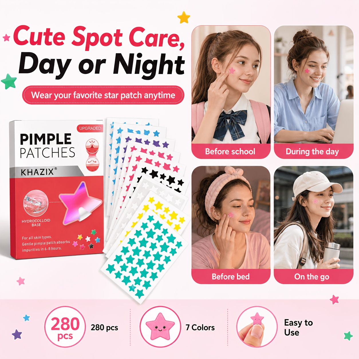 280pcs Star Pimple Patches, 7  - đánh giá và giá Hydrocolloid Pimple Patch